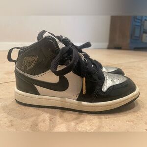 Kids 12C Nike Air Jordan Black and Silver Sneakers